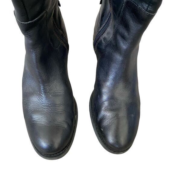 Etienne Aigner Equestrian Riding Boots 7.5M/37.5 Black Brown Leather Knee High - Picture 4 of 10